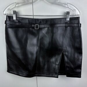 Philosophy di Lorenzo Serafini Faux Vegan Leather Belted Micro Mini Skirt Black